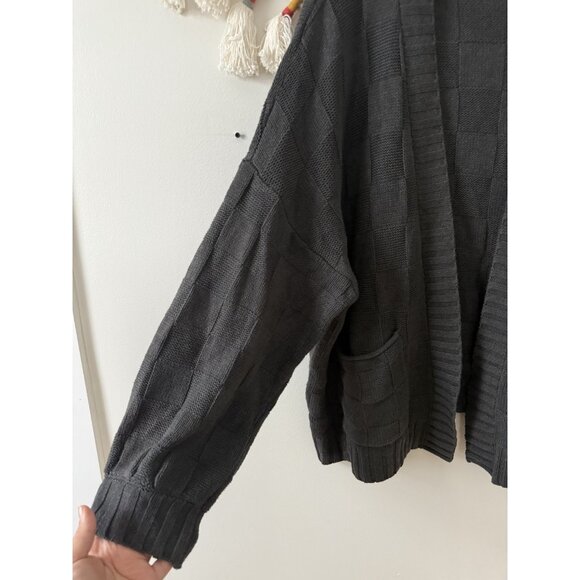 American Eagle Checkered Print Oversized Open Front Cardigan Gray Cozy LoungeXXL - Picture 3 of 11